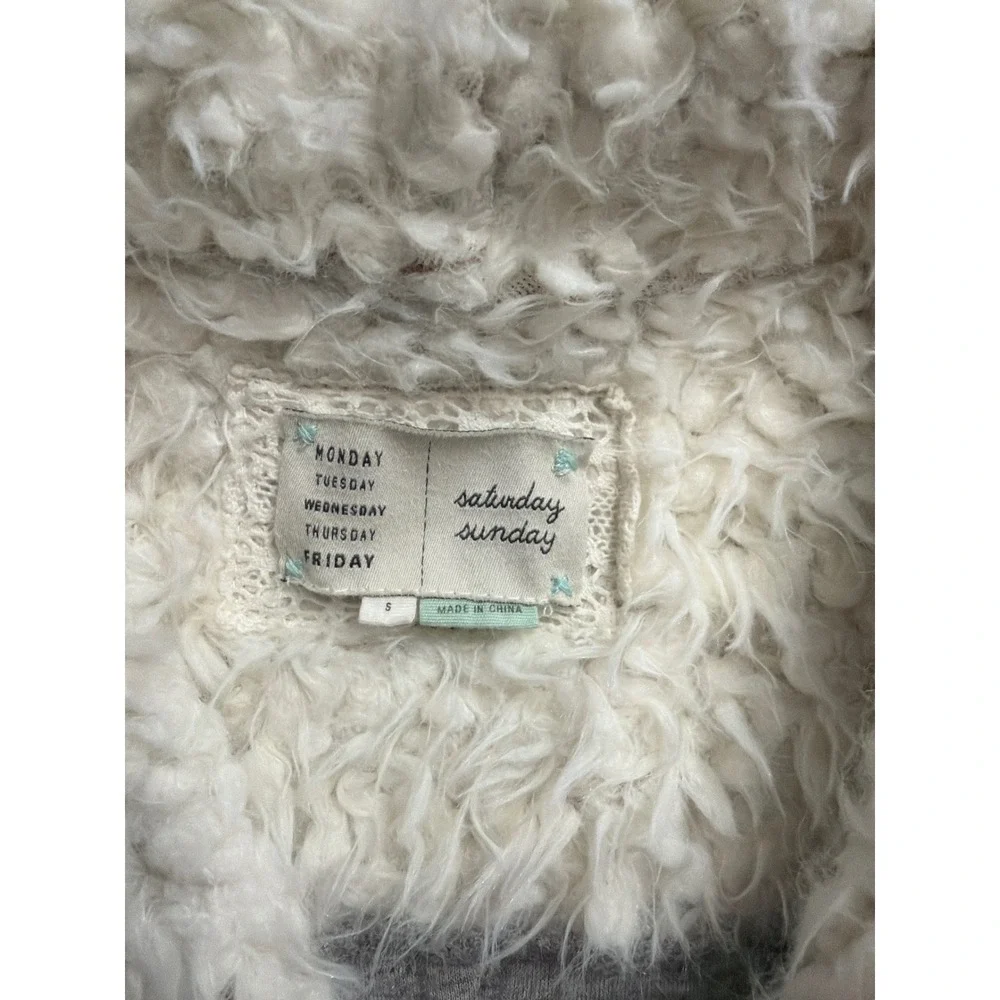 Anthropologie Saturday Sunday Mixed Media Faux Shearling Suede Vest Small - Picture 2 of 6